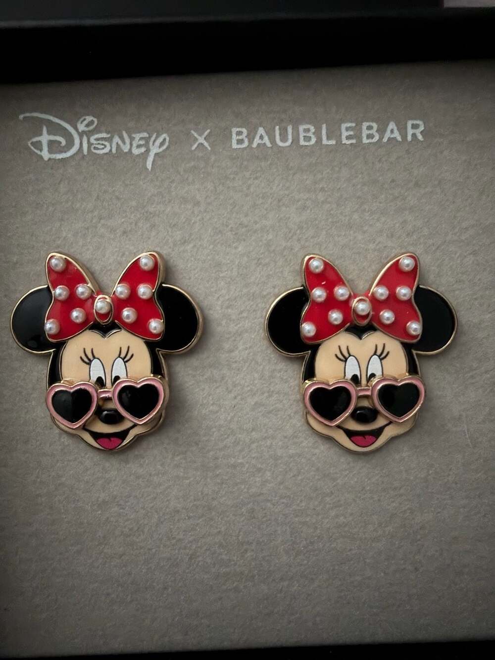 Disney x BaubleBar Minnie Mouse Heart Sunglasses Stud Earrings